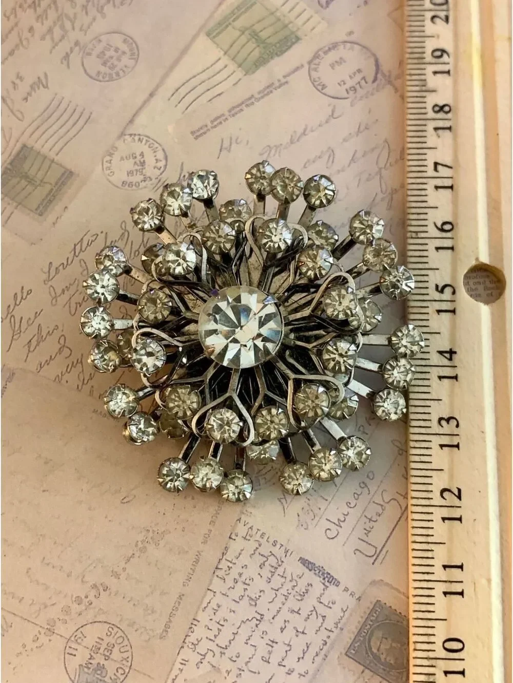 Vintage Sparkling Rhinestone Burst Brooch Pin - Glam Up